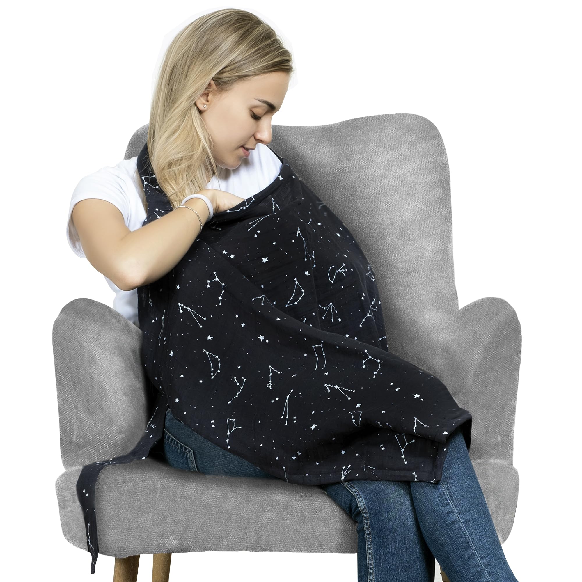 San Francisco Baby nursing cover in breathable fabric for on-the-go comfort.