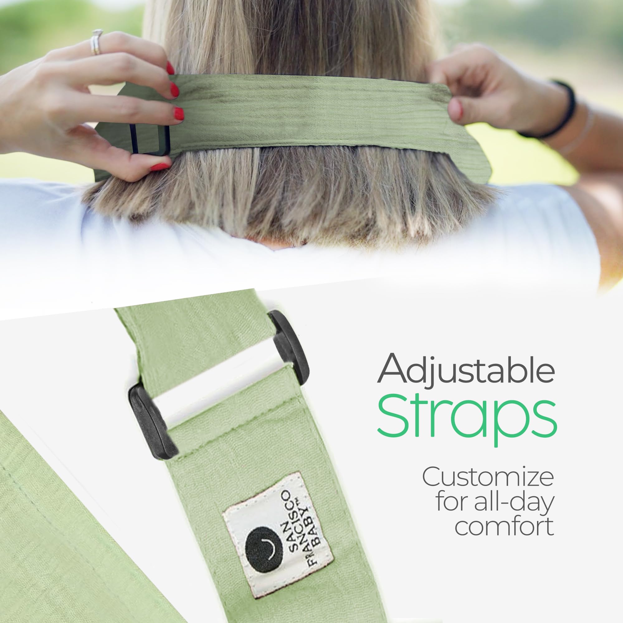 San Francisco Baby built-in burp cloth eases cleanup during feeds.