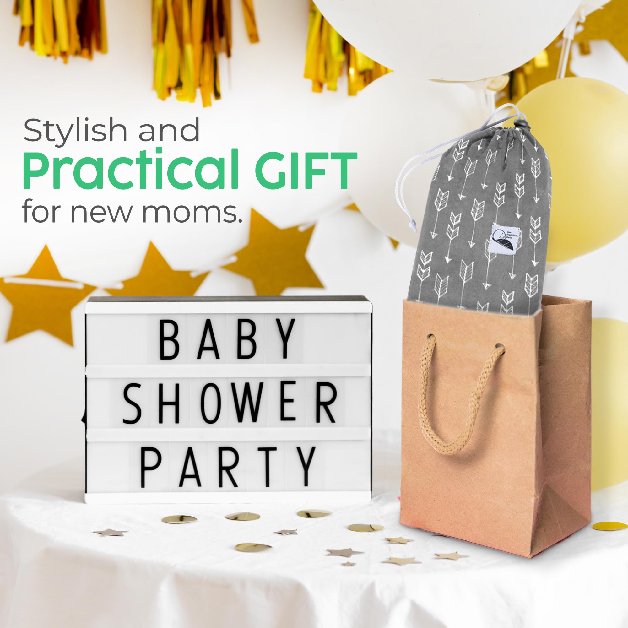 San Francisco Baby nursing cover front pocket stores essentials on the go.