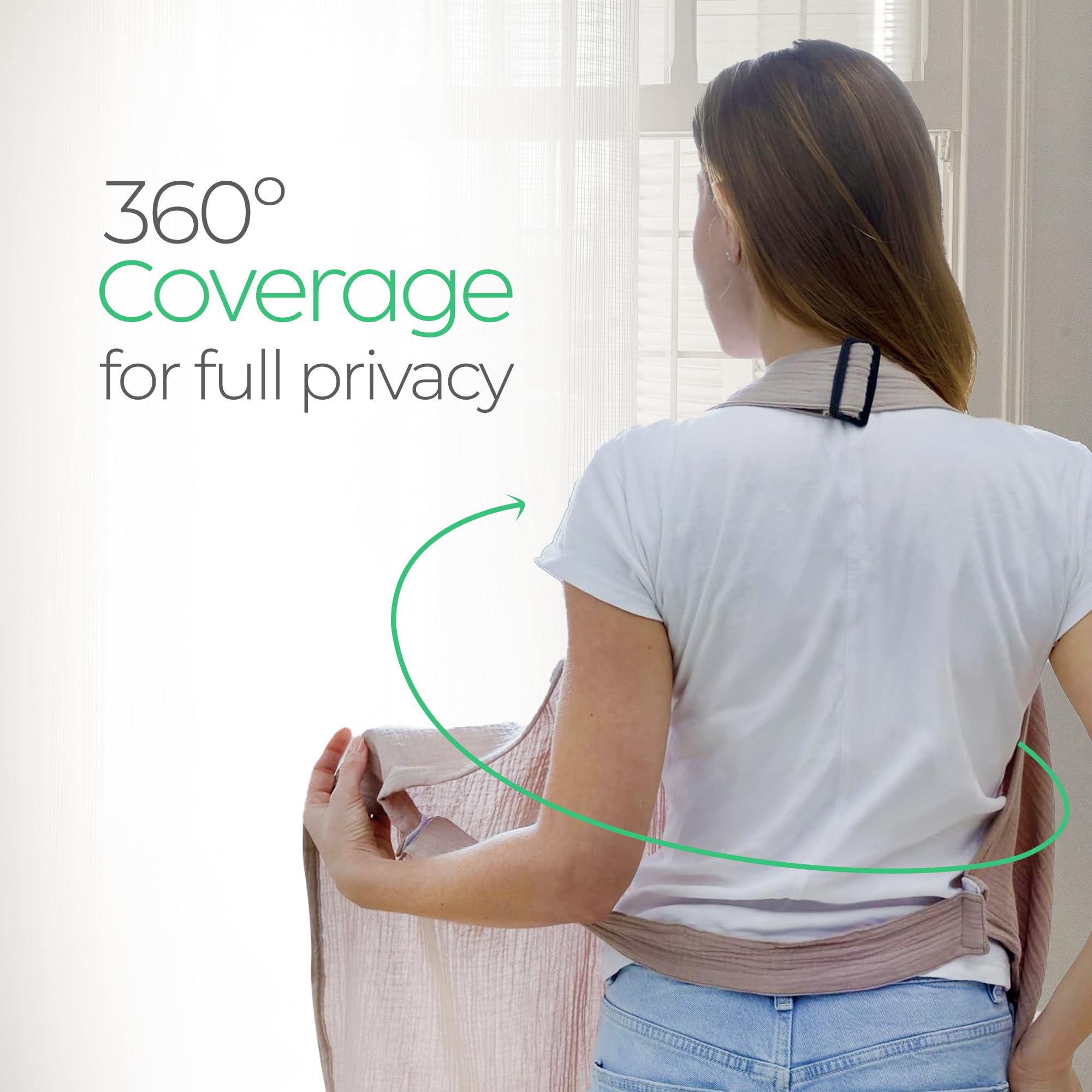 San Francisco Baby nursing cover provides wraparound privacy in public spaces.