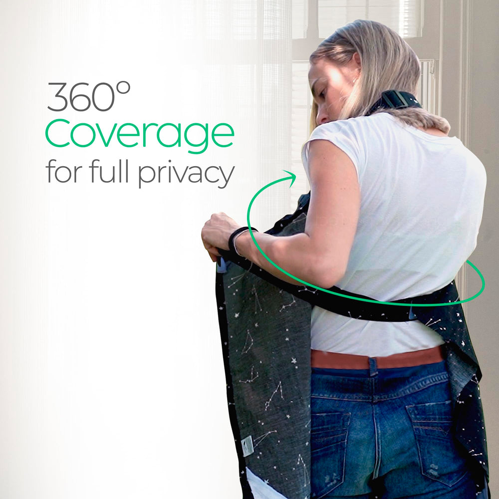 San Francisco Baby nursing cover offers privacy during feeding in public.