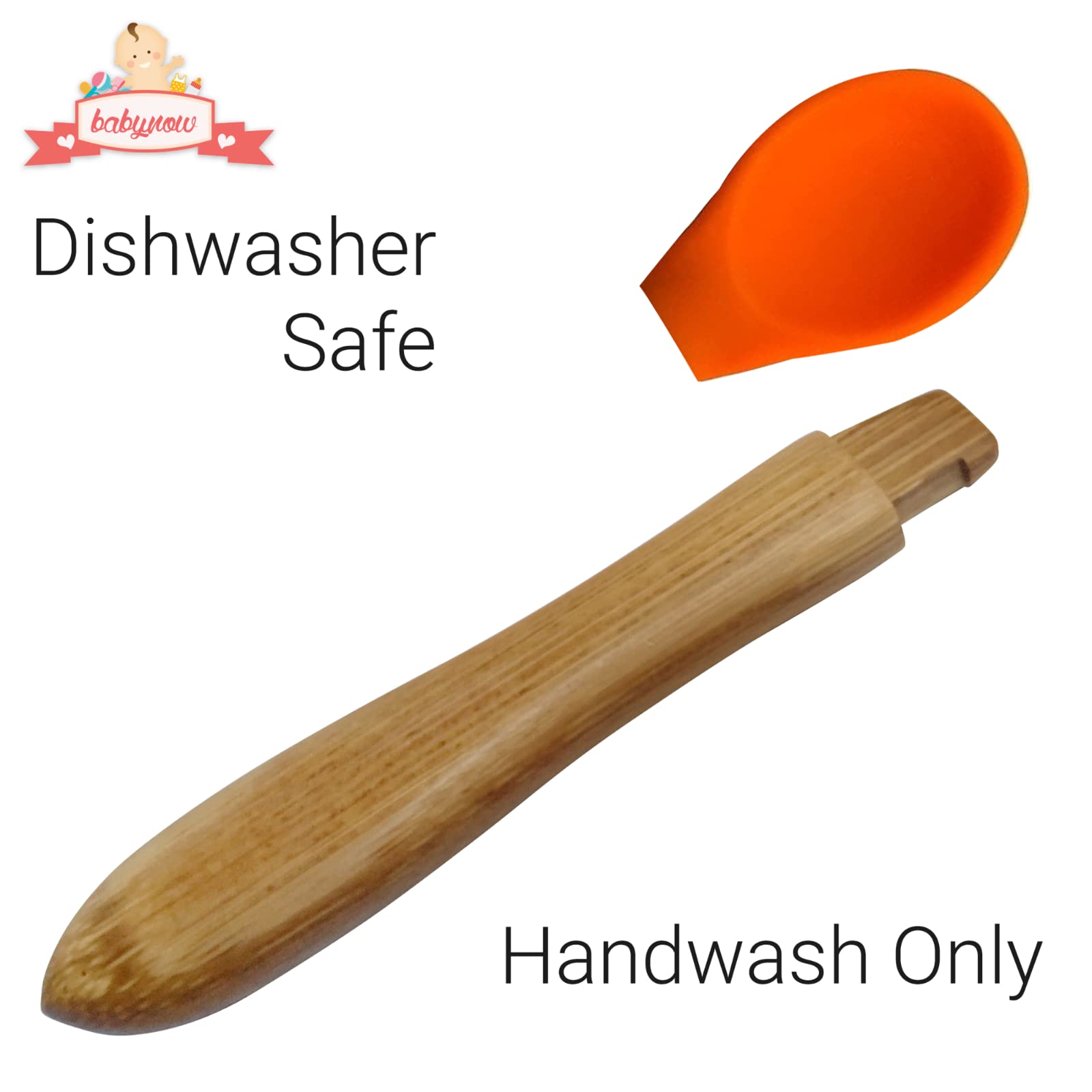 SAN SERO Babynow orange spoons add color and reduce mess during meals.