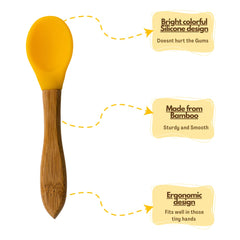 SAN SERO bamboo baby spoon in yellow ideal for baby-led weaning.