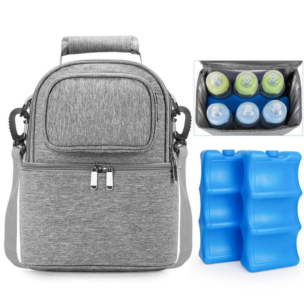 Sanchamy breastmilk cooler bag with double-layer design keeps bottles organized during travel.