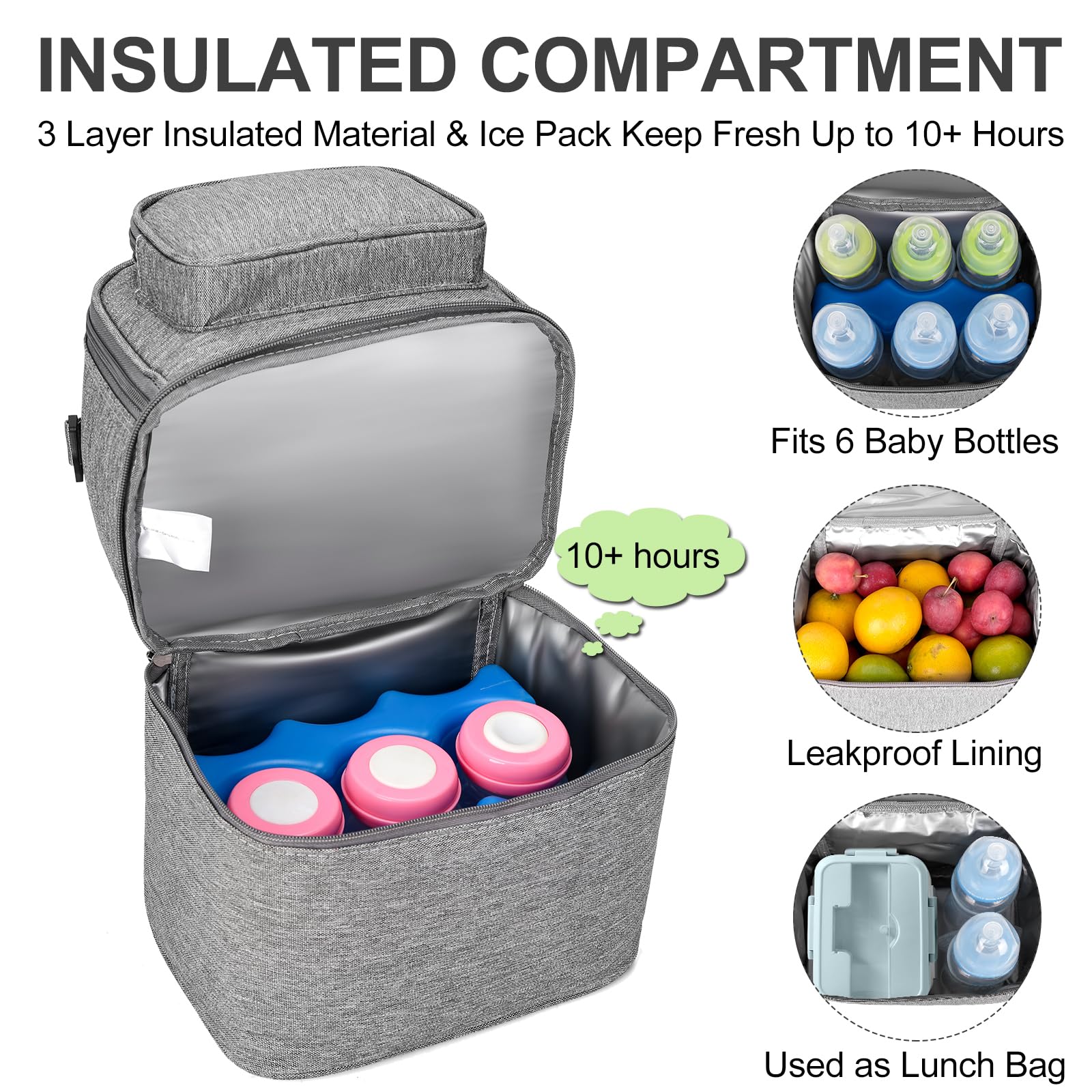 Sanchamy insulated lining helps preserve milk and snacks at the right temperature.