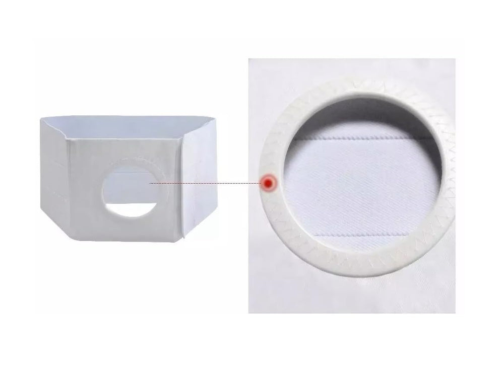Breathable cotton blend fabric of Sandhill Tools ostomy binder on skin
