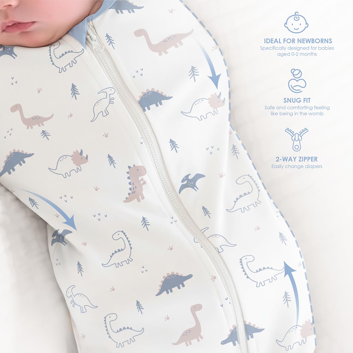 SANDJEST 0-2 months sleep sack fits snugly for newborn rest