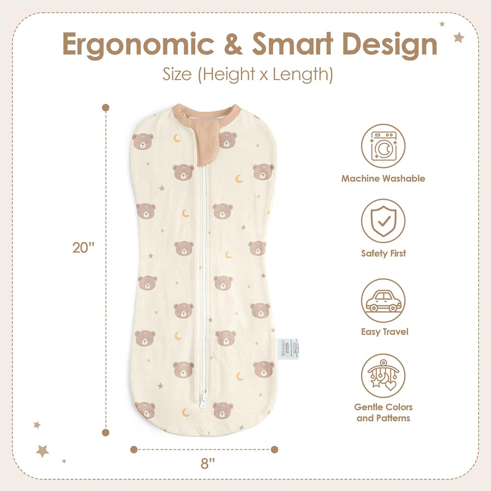 SANDJEST arm-in swaddle close-up in soft cotton