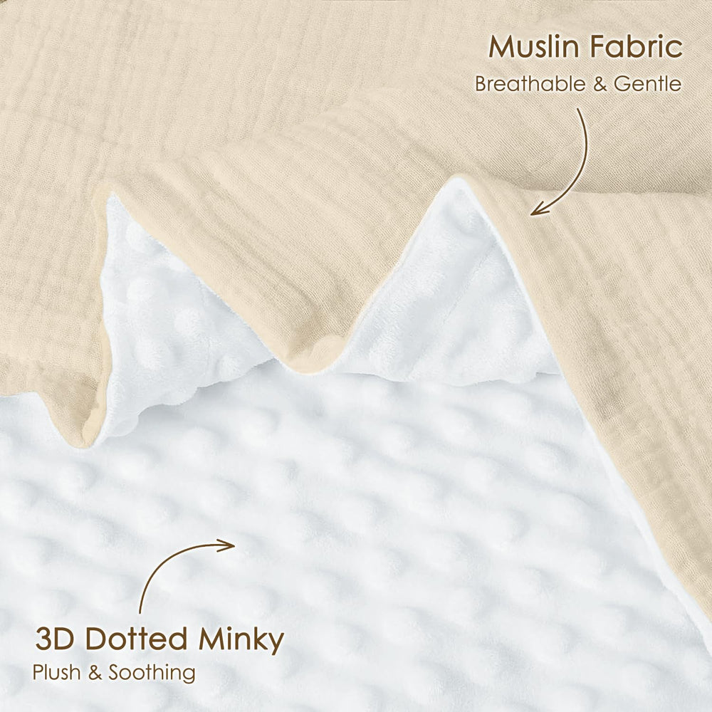 Sandjest Baby Blanket dotted fleece back provides cozy stroller warmth.