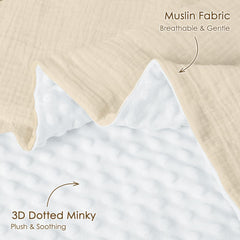 Sandjest Baby Blanket dotted fleece back provides cozy stroller warmth.