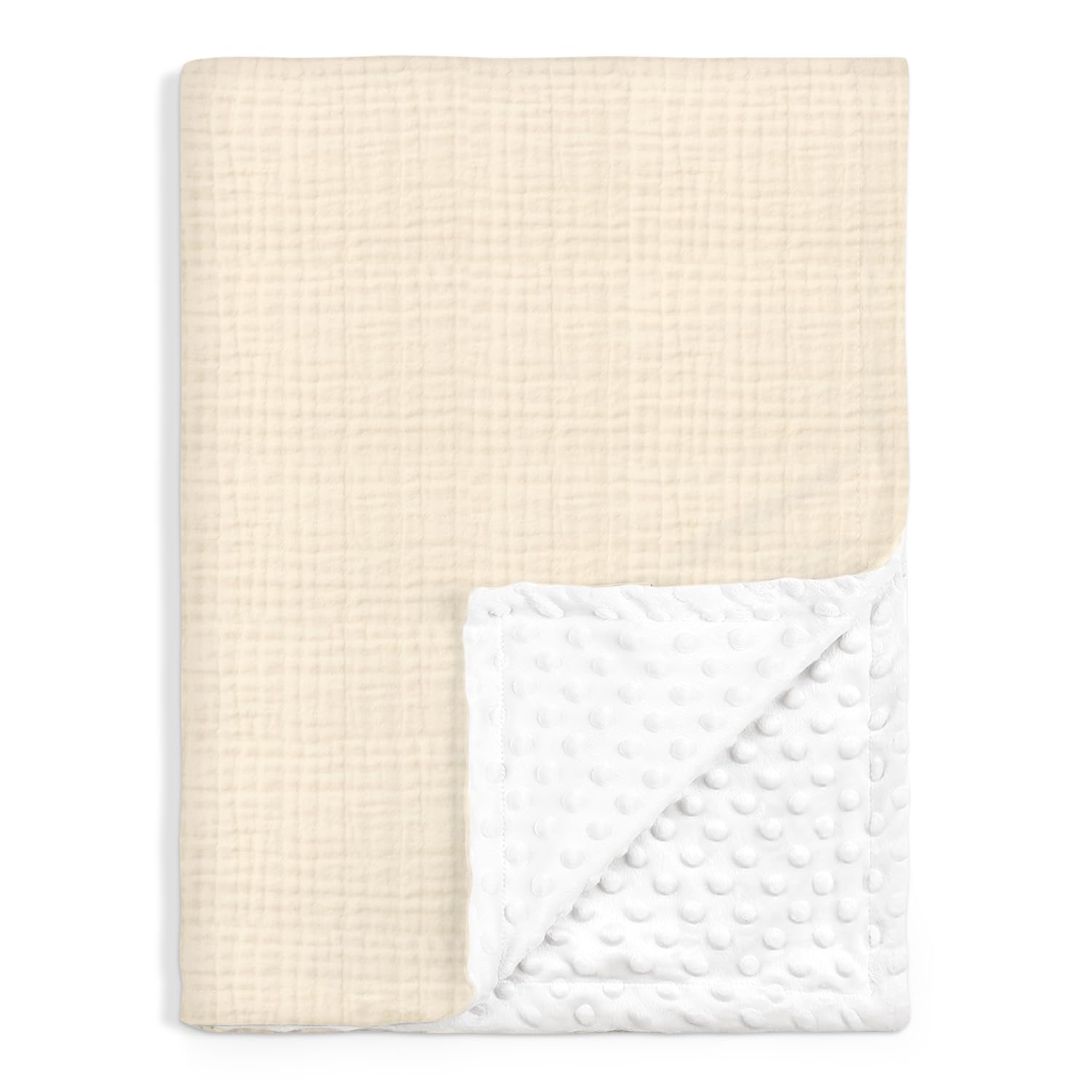 Sandjest Baby Blanket muslin side offers breathable crib comfort.
