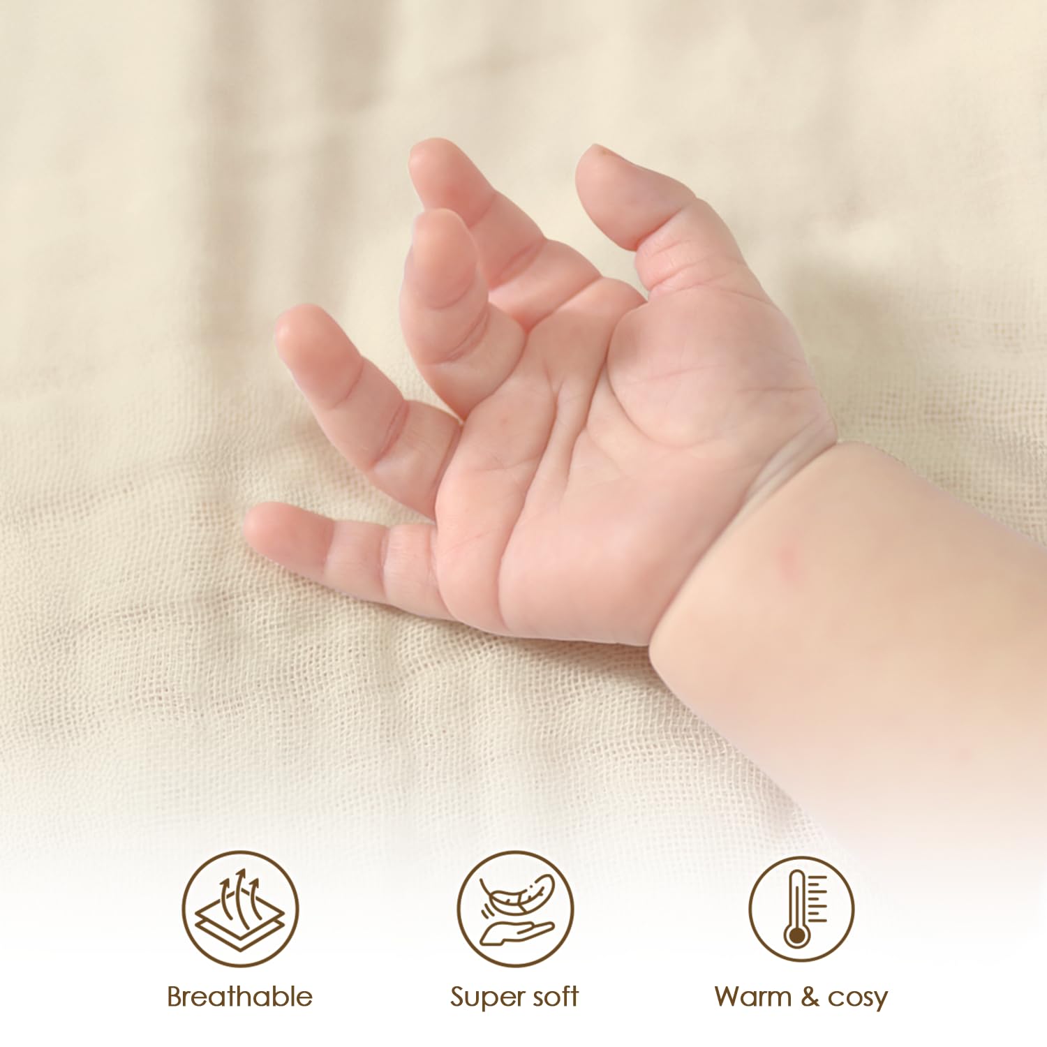 Sandjest soft blanket blends muslin and fleece for skin-friendly comfort.