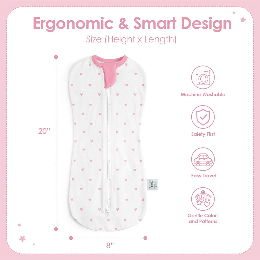 SANDJEST baby swaddle with heart pattern supports gentle confinement and easier bedtime