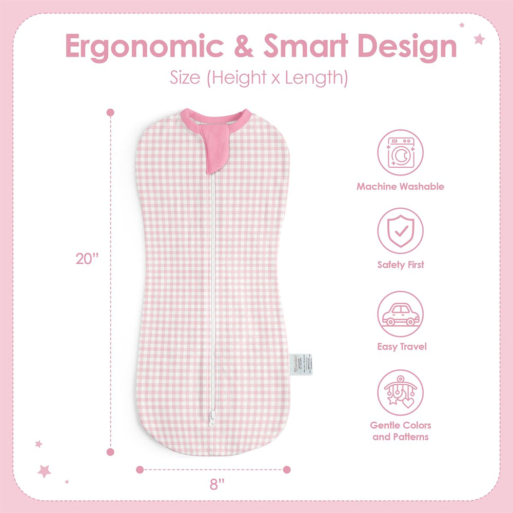 SANDJEST checkered swaddle, lightweight cotton for comfortable daytime naps