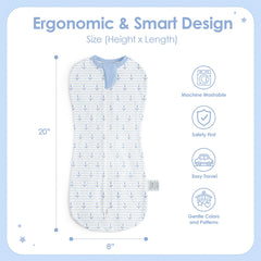 SandJEST baby swaddle with anchor print supports gentle newborn comfort