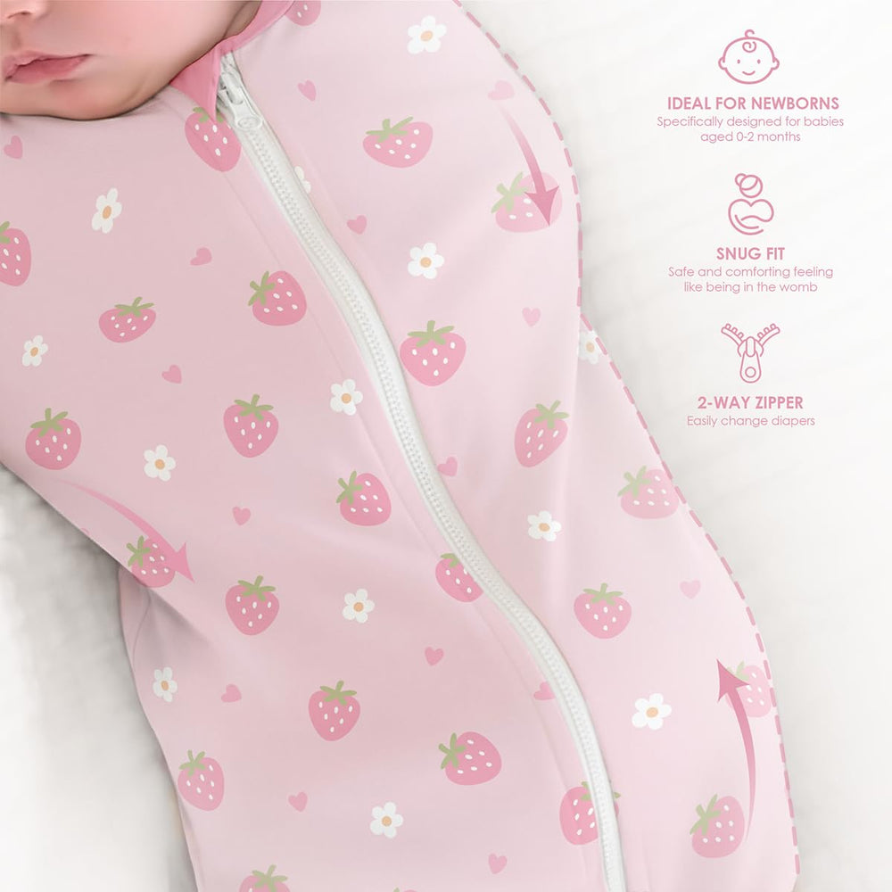 SANDJEST baby sleeping in swaddle scene illustrates snug fit for peaceful naps