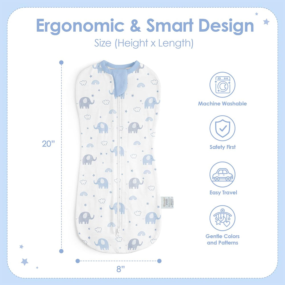 SANDJEST star moon print swaddle on newborn for calm naps