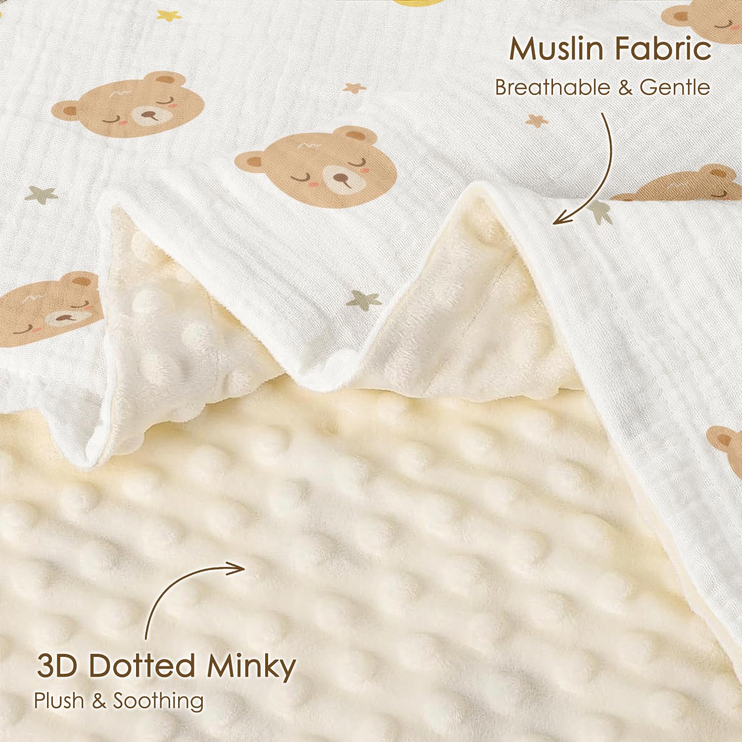 SANDJEST Bear Baby Blanket dotted back adds cozy warmth.