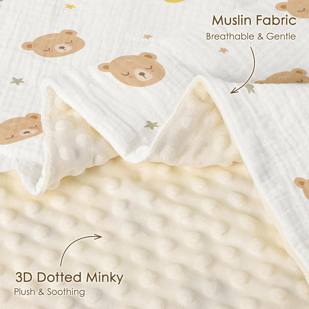 SANDJEST Bear Baby Blanket dotted back adds cozy warmth.