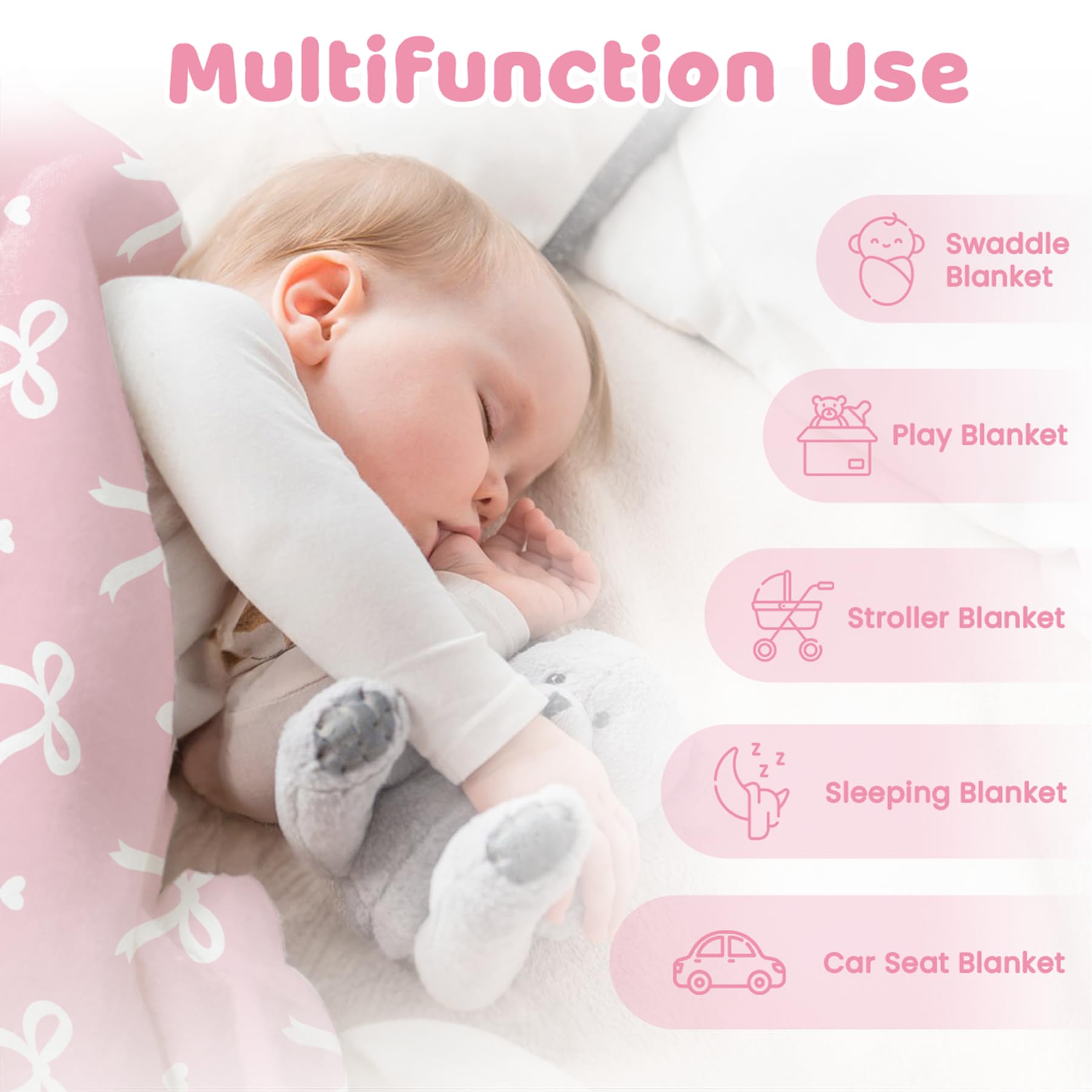 SANDJEST Bow Minky blanket burp cloth, soft and absorbent.