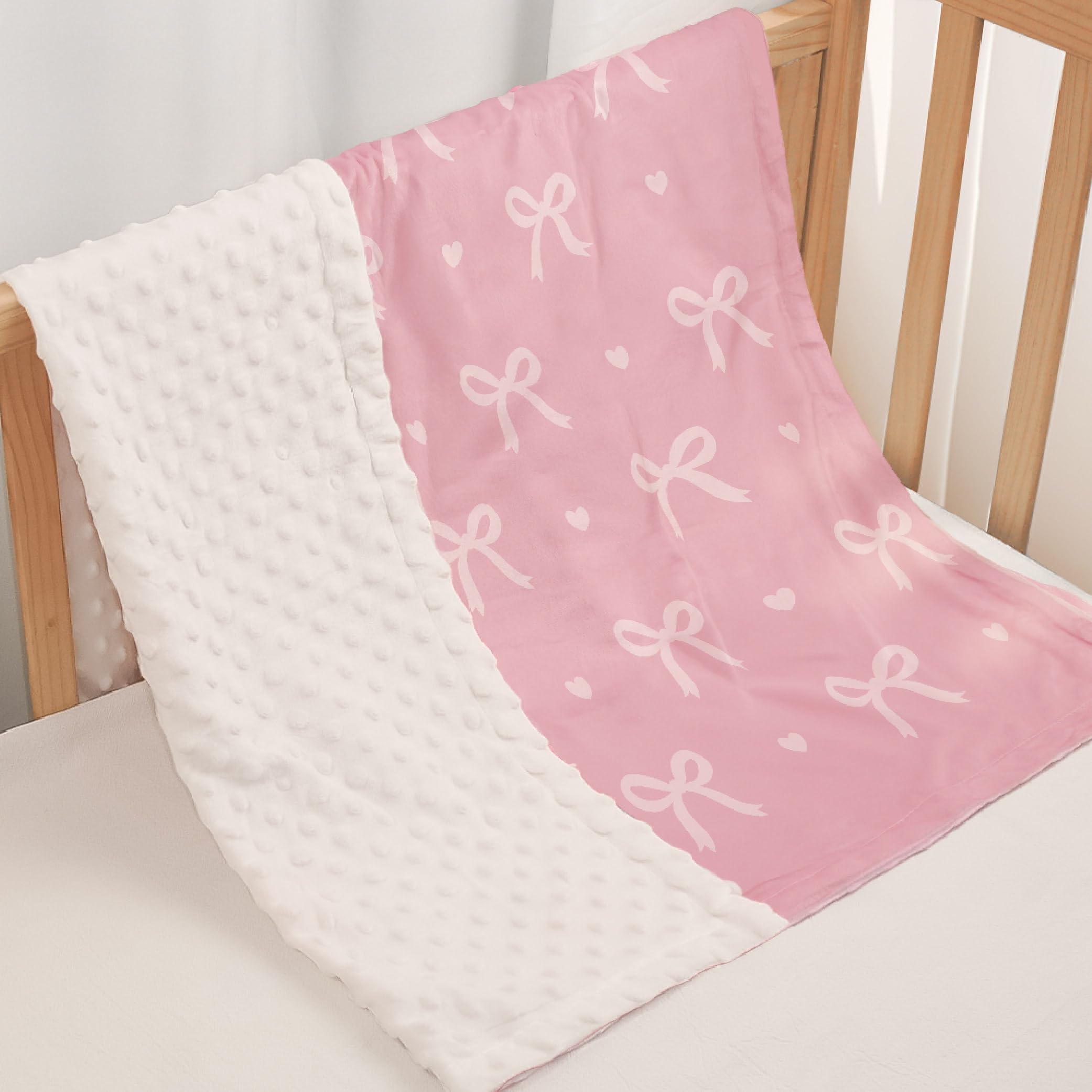 SANDJEST Bow Minky blanket nursing cover, discreet and comfy.