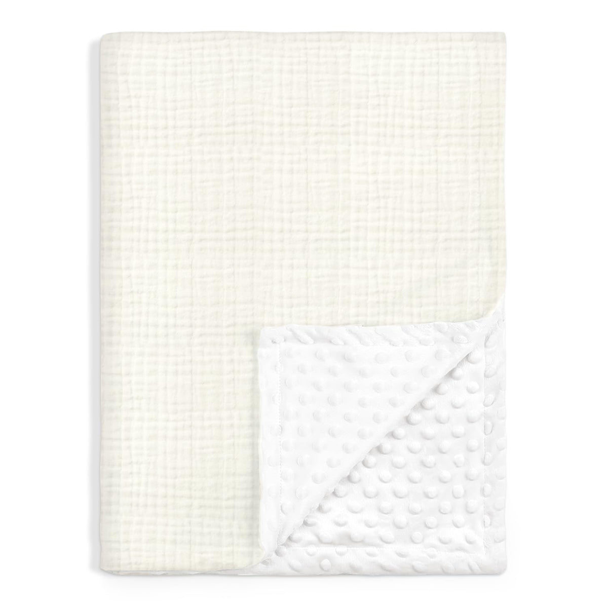 SANDJEST Butter blanket with the muslin side for soft, breathable baby comfort.