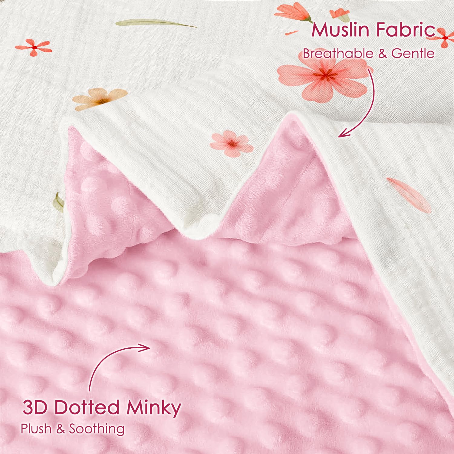 SANDJEST blanket with dotted back adds cozy warmth and style.