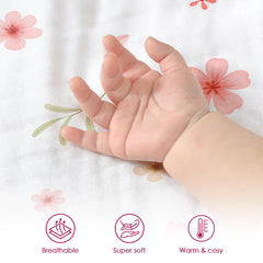 SANDJEST floral blanket swaddle-friendly and stroller-ready.