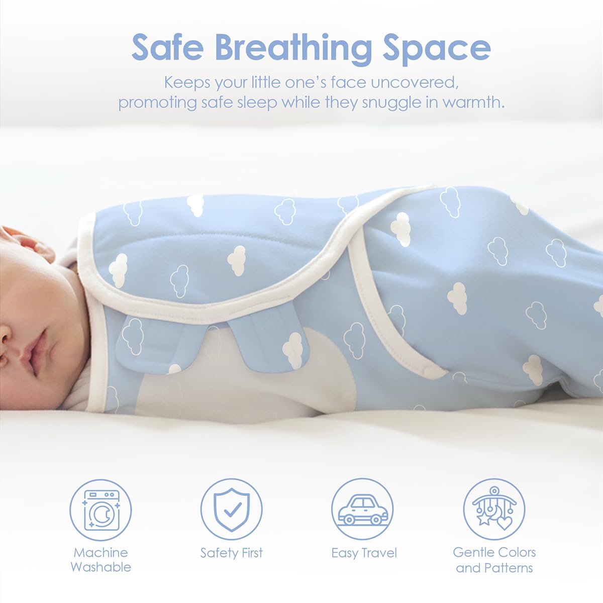 SANDJEST gift-ready swaddle set featuring star-cloud pattern