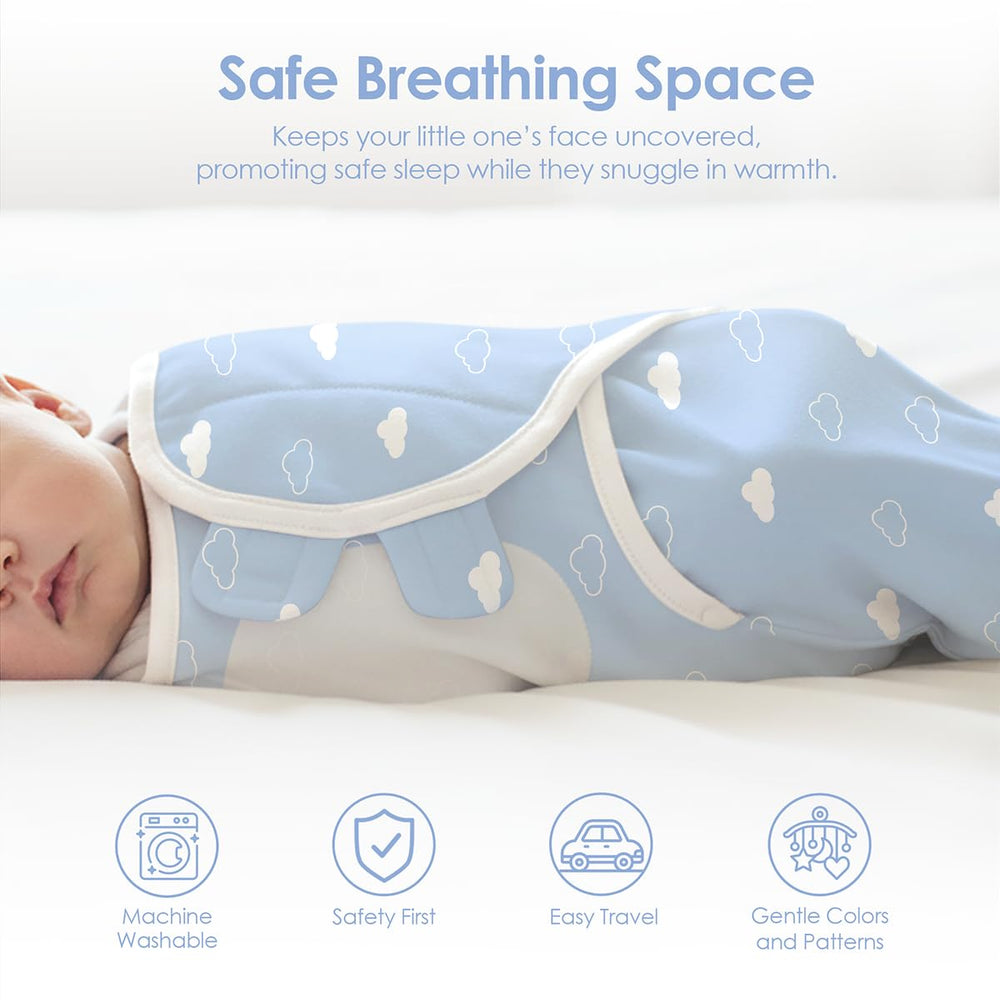 SANDJEST gift-ready swaddle set featuring star-cloud pattern