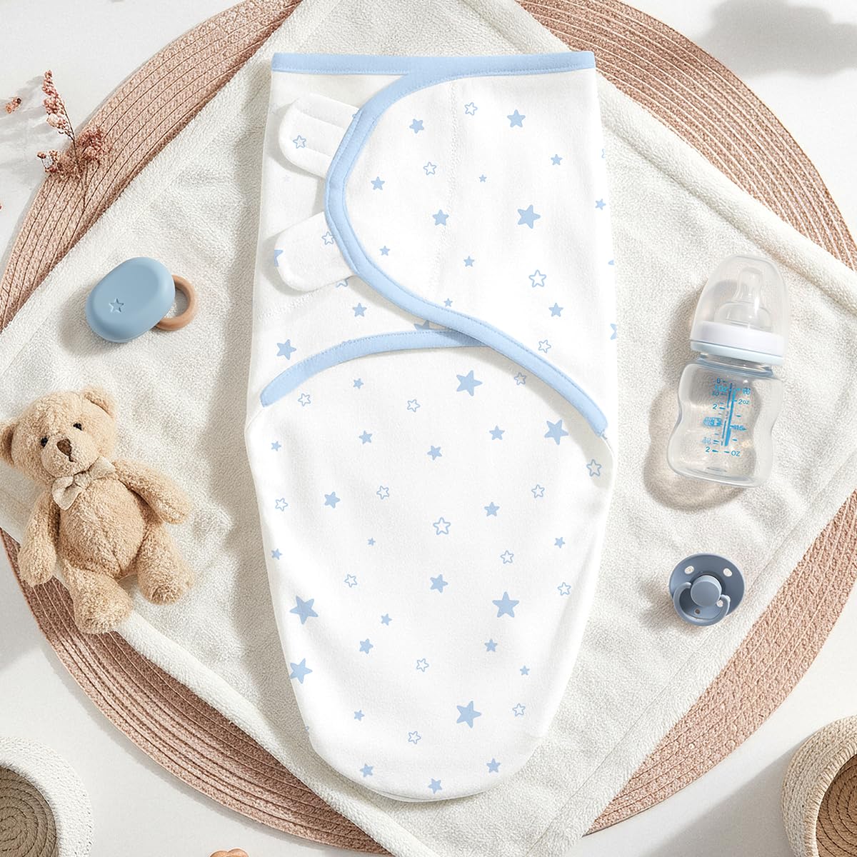SANDJEST star-cloud swaddle pack helps transitions to wearable blanket