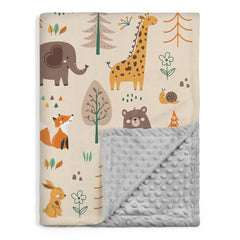SANDJEST Woodland Animal Blanket front view offers cozy naps