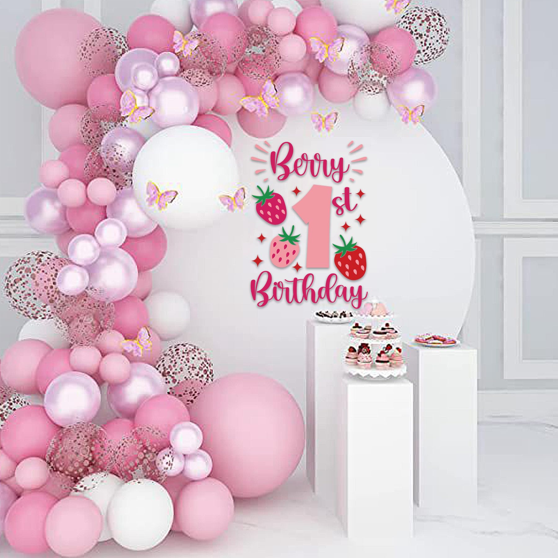 SANDOO strawberry party arch setup demonstrates versatile use for photos