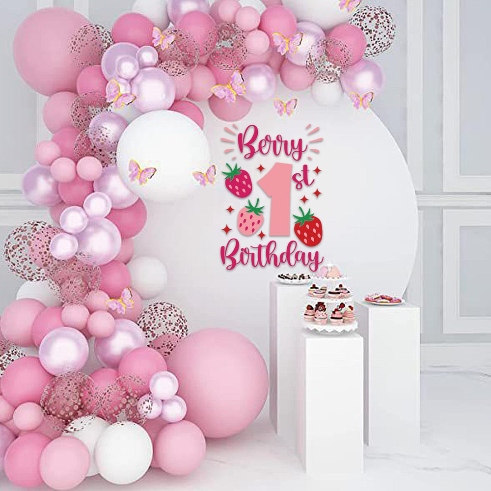 SANDOO strawberry party arch setup demonstrates versatile use for photos