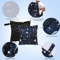 SANFERGE cloth diaper wet-dry bag with waterproof lining keeps damp items contained.