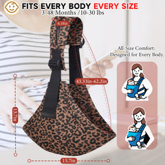 Sanilinwild Leopard 3-in-1 carry position shows newborn-to-toddler versatility