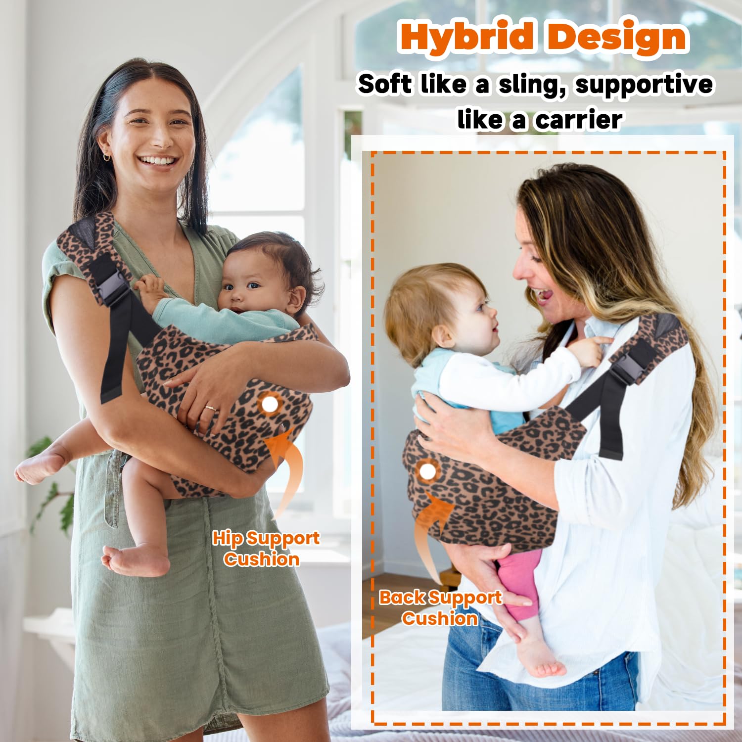 Sanilinwild Leopard soft fabric carrier feels breathable and gentle on skin