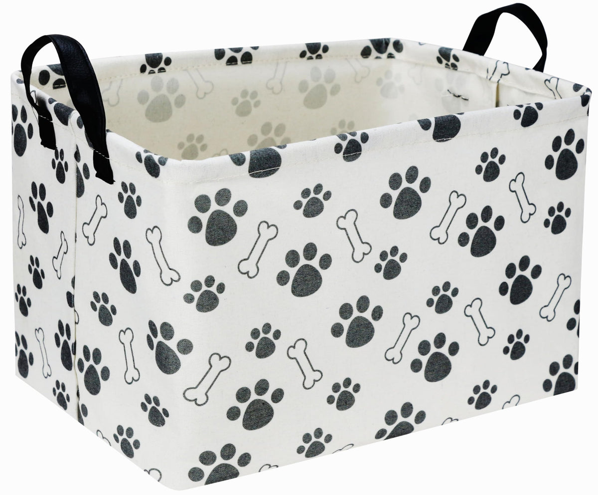 Sanjiaofen rectangular dog basket front view with sturdy leather handles for easy carry.