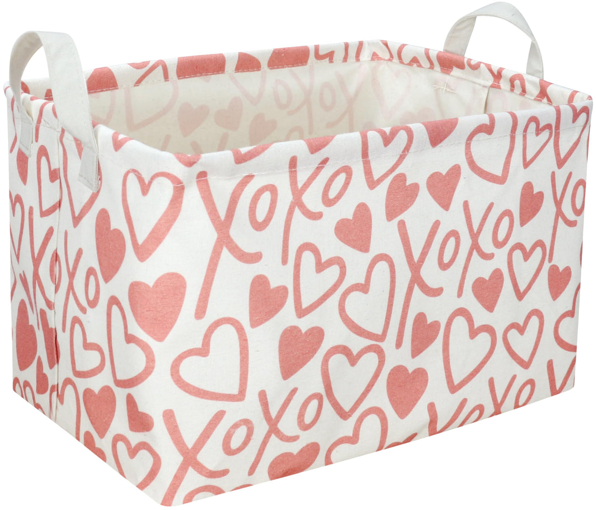Sanjiaofen heart storage basket with handles keeps toys organized in a kids' room.
