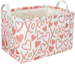 Sanjiaofen heart storage basket with handles keeps toys organized in a kids' room.