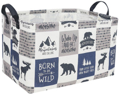Sanjiaofen rectangular kids storage basket top view with sturdy leather handles.
