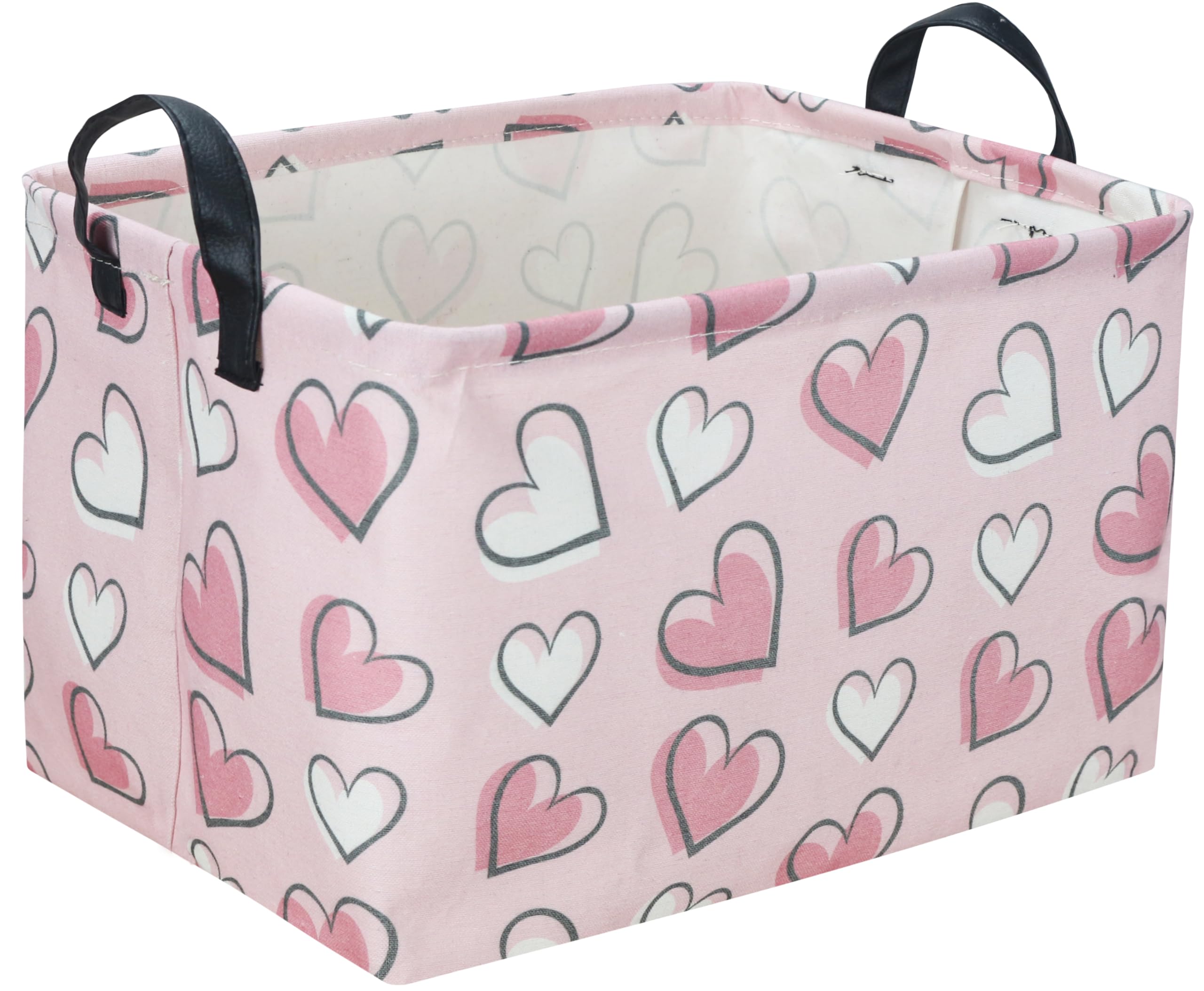 Sanjiaofen rectangular heart storage bin with pink heart for toy organization at home.