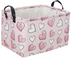 Sanjiaofen rectangular heart storage bin with pink heart for toy organization at home.