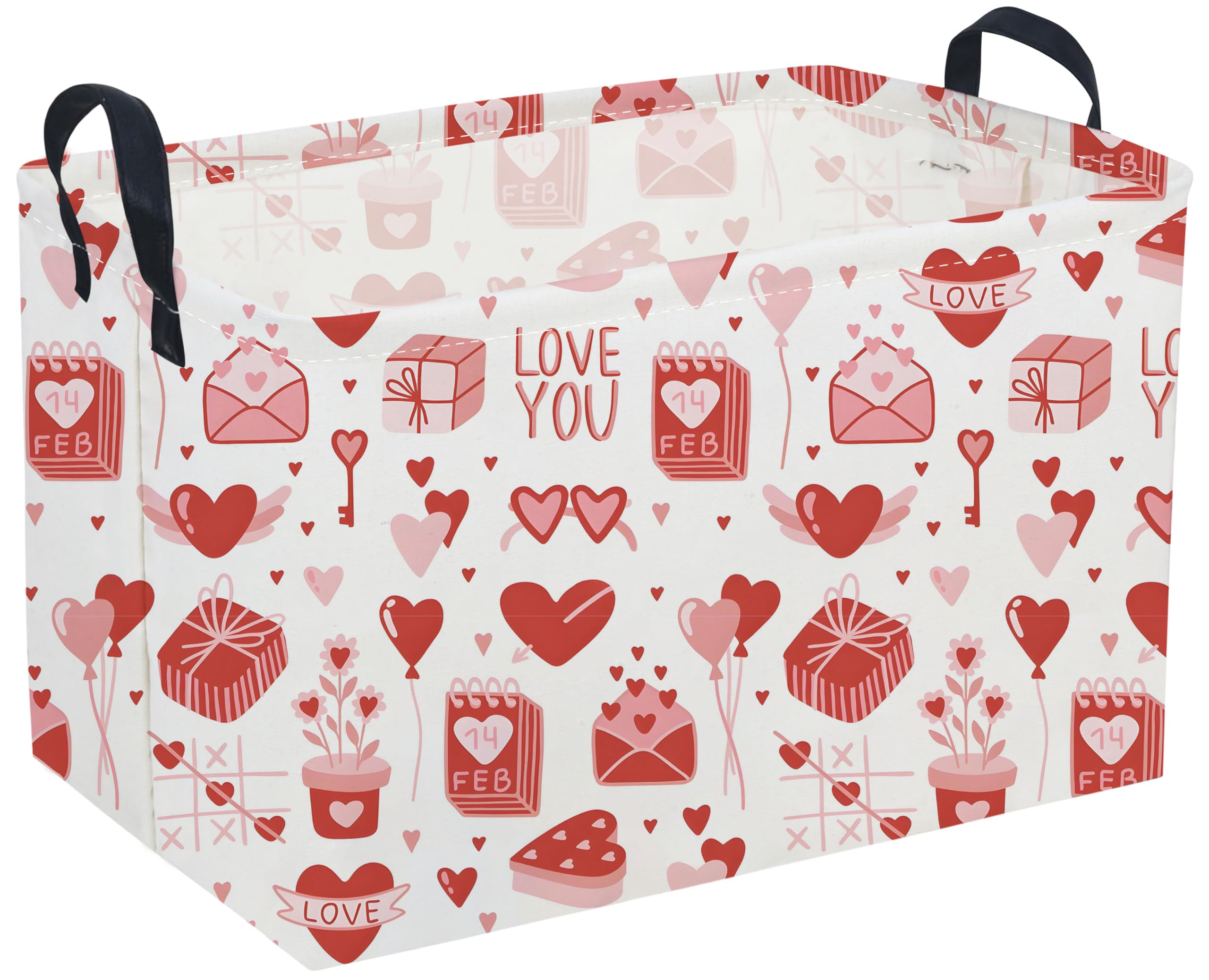 Sanjiaofen rectangular Valentine basket with handles, easy to move and organize toys.