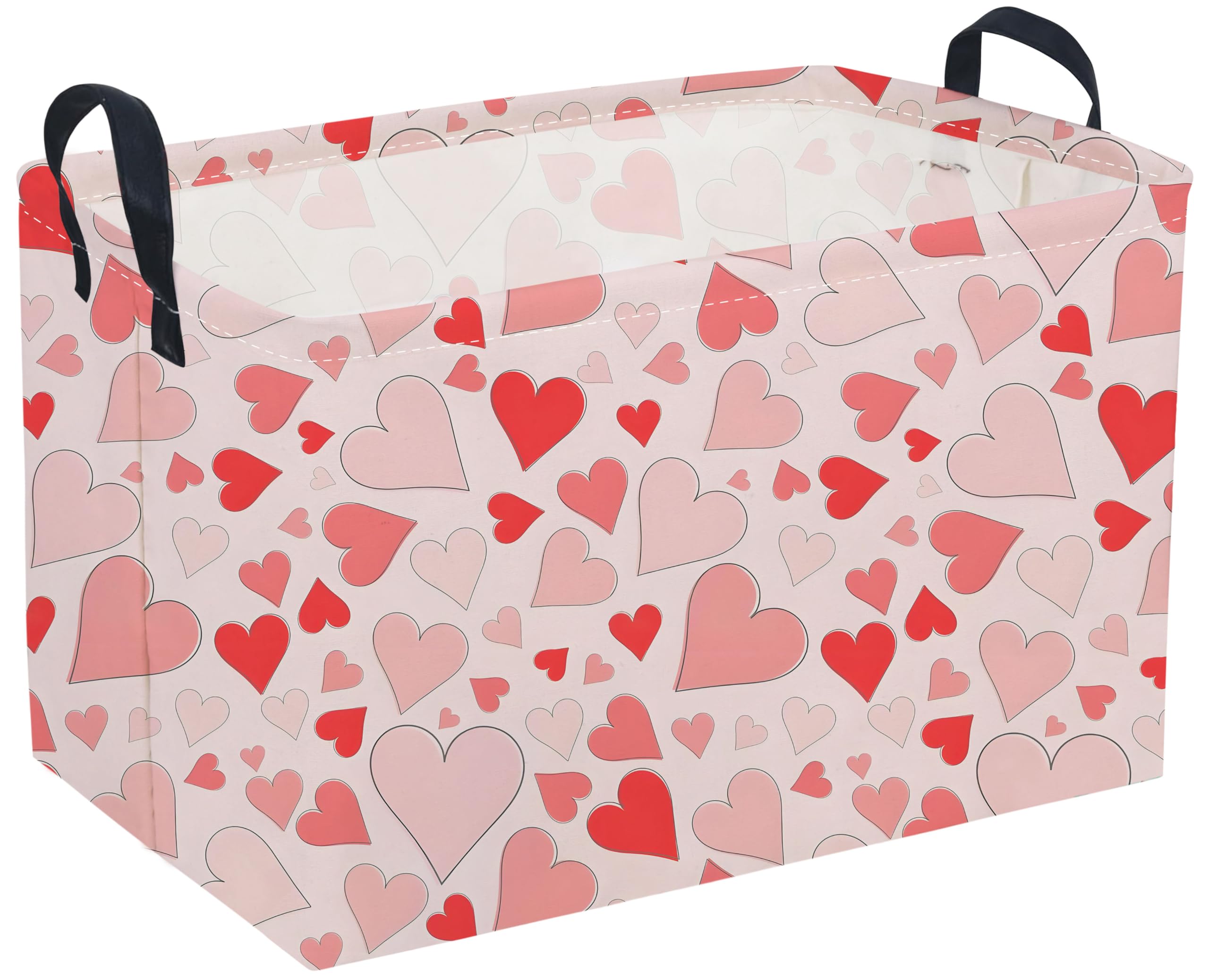Sanjiaofen rectangular Valentine storage basket with love motif for tidy organizing.