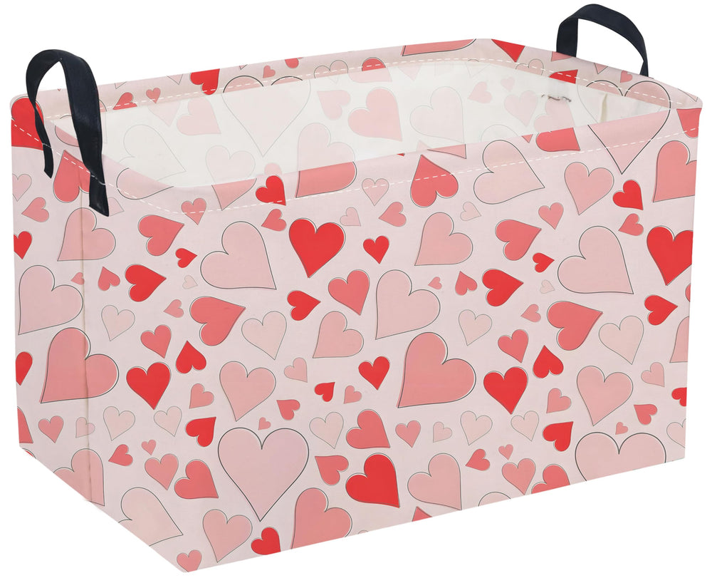 Sanjiaofen rectangular Valentine storage basket with love motif for tidy organizing.