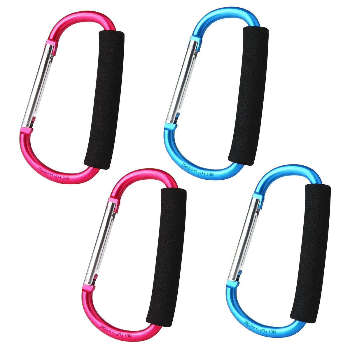 Sansheng blue carabiner clip in a four-pack for quick on-the-go organization.