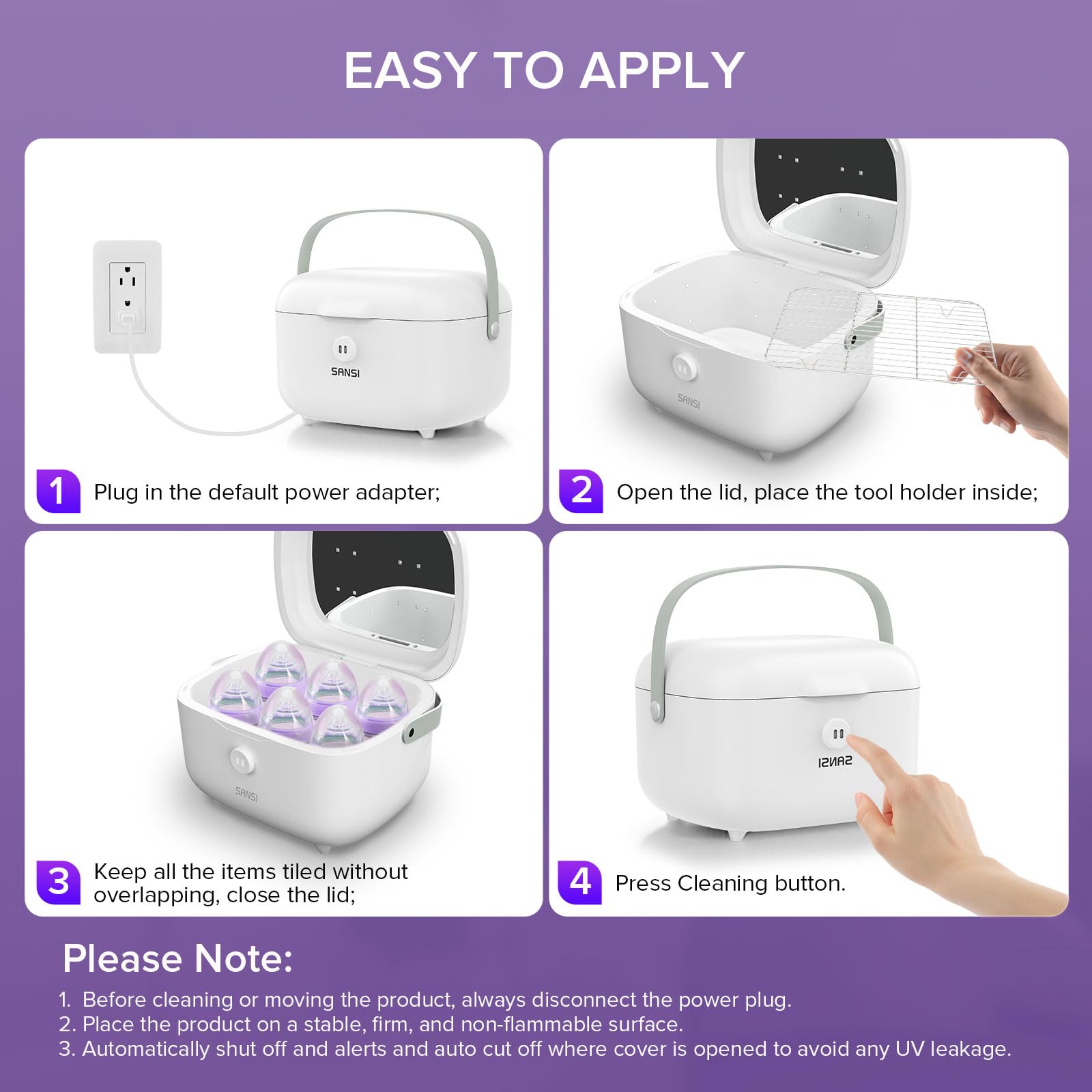 SANSI UV Sanitizer Box compact unit ready on kitchen counter