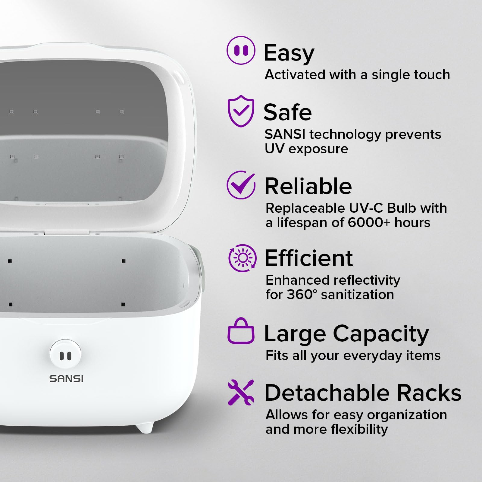 SANSI UV Sanitizer Box used for toys and phones for family hygiene