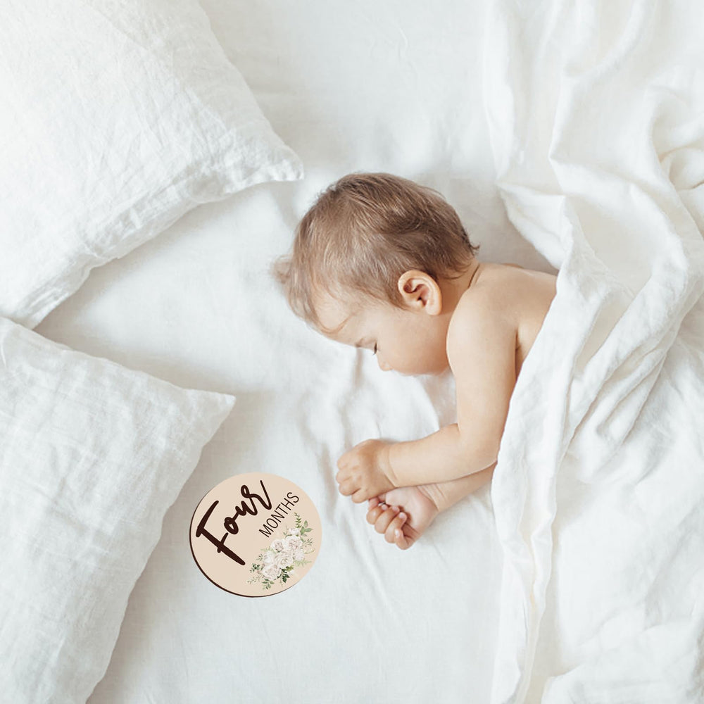 Sanyakti nine-month milestone card documents curiosity during playtime photos.